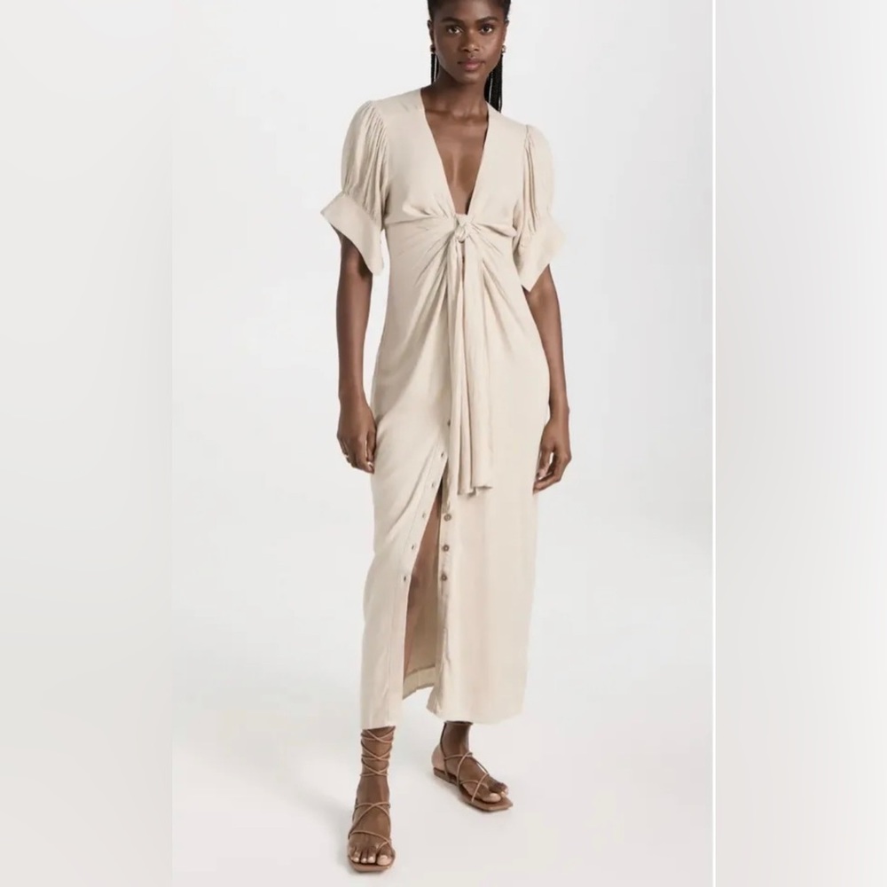 NWT Free People Vintage Summer Midi Dress in Stone Cold Medium Tan